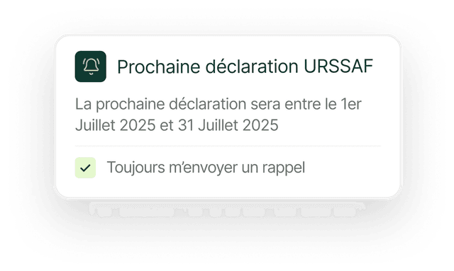 Rappel automatique de déclaration URSSAF pour auto-entrepreneur
